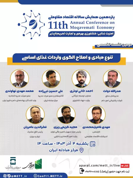 برگزاری نشست تخصصی «تنوع مبادی و اصلاح الگوی واردات غذای اساسی» در مرکز مبادله ایران برگزاری نشست تخصصی «تنوع مبادی و اصلاح الگوی واردات غذای اساسی» در مرکز مبادله ایران
