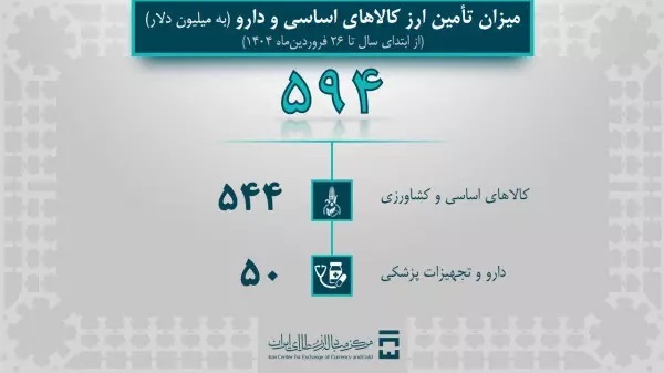 تامین ارز سال ۱۴۰۴ از ۲ میلیارد دلار عبور کرد تامین ارز سال ۱۴۰۴ از ۲ میلیارد دلار عبور کرد