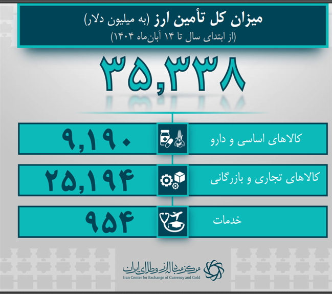 ۳۵.۳ میلیارد دلار تامین ارز واردات تامین شد/ تامین ارز کالا‌های اساسی و دارو از ۹ میلیارد دلار گذشت