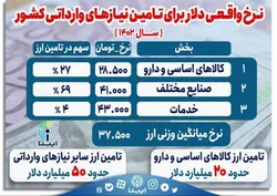 نرخ واقعی دلار برای تامین نیاز&zwnj;های وارداتی کشور