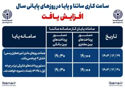 ساعت ساتنا و پایا در روز&zwnj;های پایانی سال