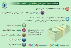 جزئیات تسهیلات پرداختی بانک&zwnj;ها در ۱۱ ماهه ۱۴۰۱