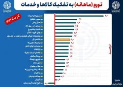 تورم ماهانه به تفکیک کالا و خدمات