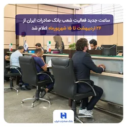 ساعت جدید فعالیت شعب بانک صادرات ایران